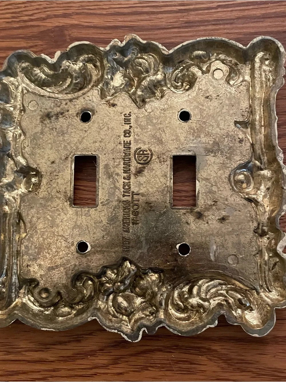 1967 American Tack & Hardware #60TT Metal Double Switch Plate Cover Painted